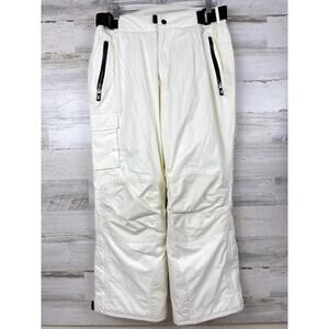 Lands' End Womens 10 Petite White Fleece Lined Snow Ski Outdoor Pants NEW